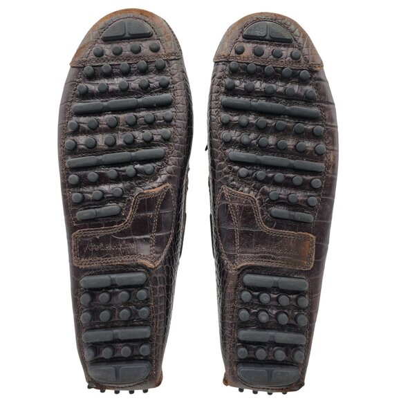 Cole Haan Men's 12D Brown Crocodile Embossed Leather Dress Shoes Driving Loafers - Picture 3 of 10